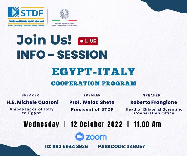 جلسة تعريفية "أونلاين" عن برامج التعاون العلمي بين مصر وإيطاليا